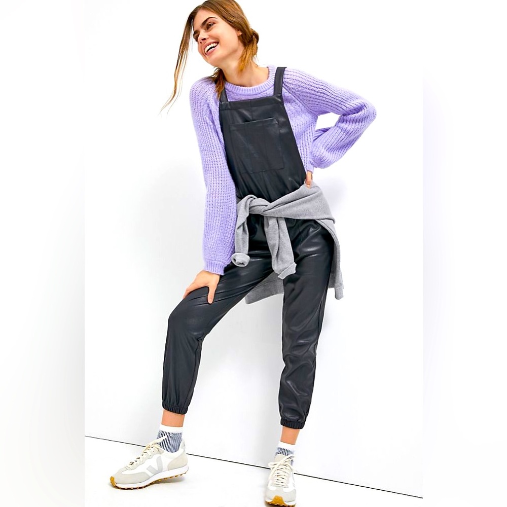 Anthropologie Vegan Leather Jumpsuit